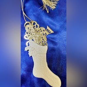 Lenox Stocking Christmas Ornament Porcelain Gold Accents
